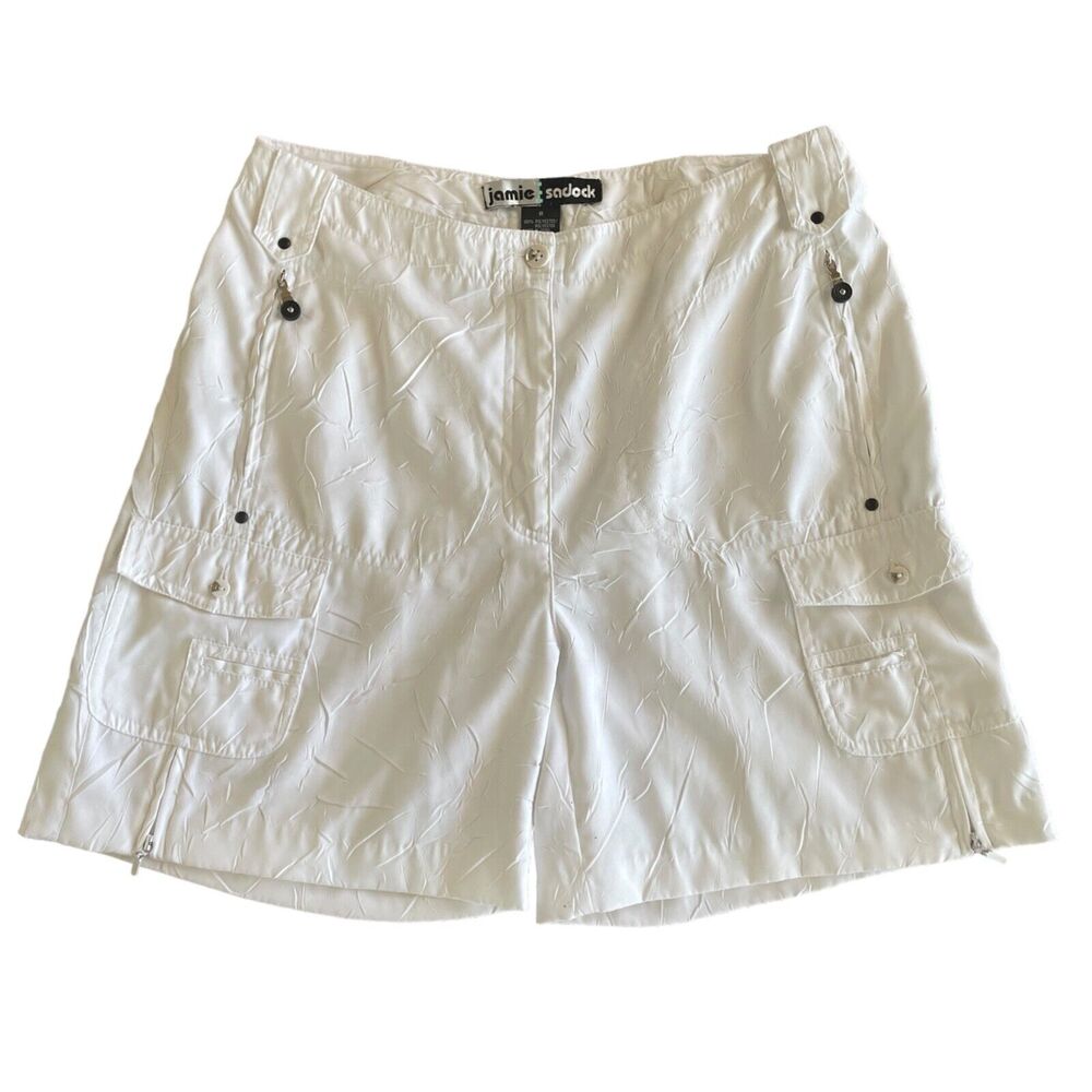 JAMIE SADOCK Women's Size 8 White Textured Casual Pockets Activewear Golf Shorts